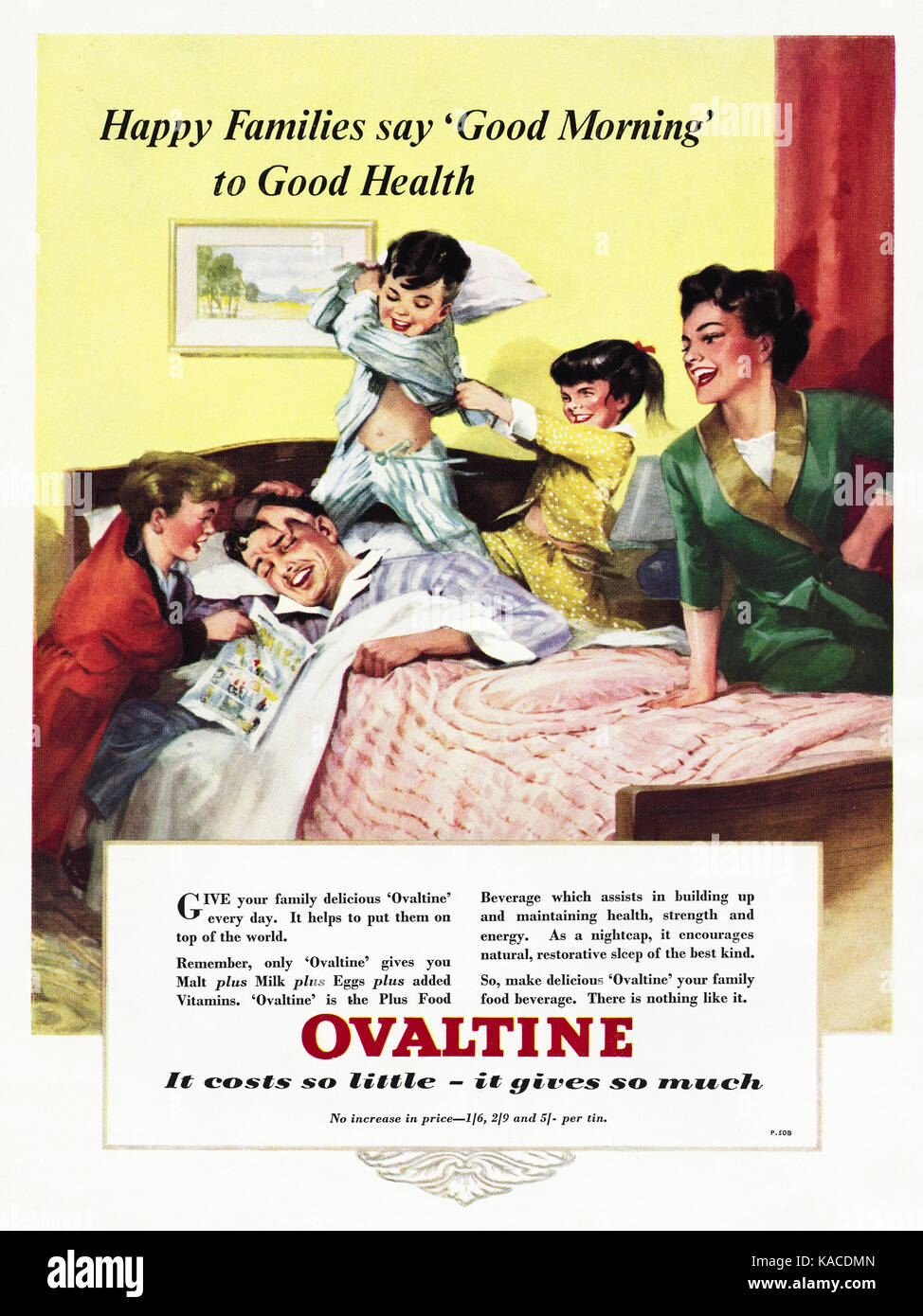 1950 old vintage magazine britannique d'origine annonce l'Ovaltine publicité boissons datée du 1958 Banque D'Images