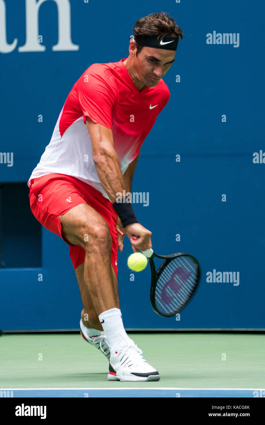 Roger Federer (SUI) de la compétition à l'US Open Tennis Championships 2017 Banque D'Images