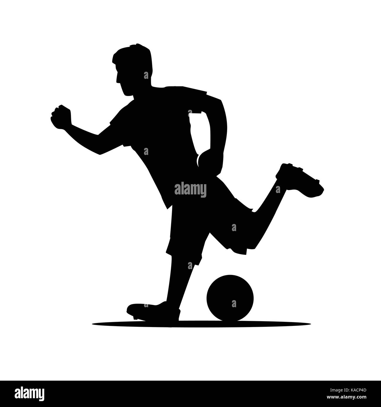 Dvd le tournage d'un ballon d'ossature, joueur de football avec ballon silhouette, illustration design, isolé sur fond blanc. Illustration de Vecteur