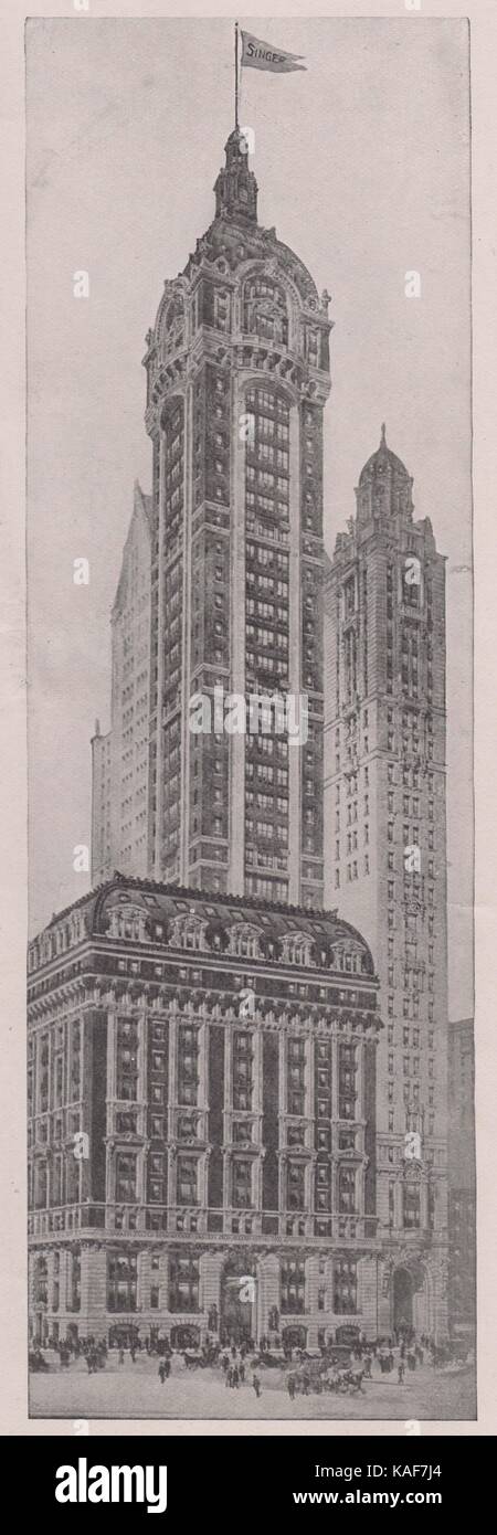 Singer building, sur Broadway et Liberty Street. 49 étages, 612 mètres de haut au-dessus du trottoir. 724 pieds de sous-sol à … Banque D'Images