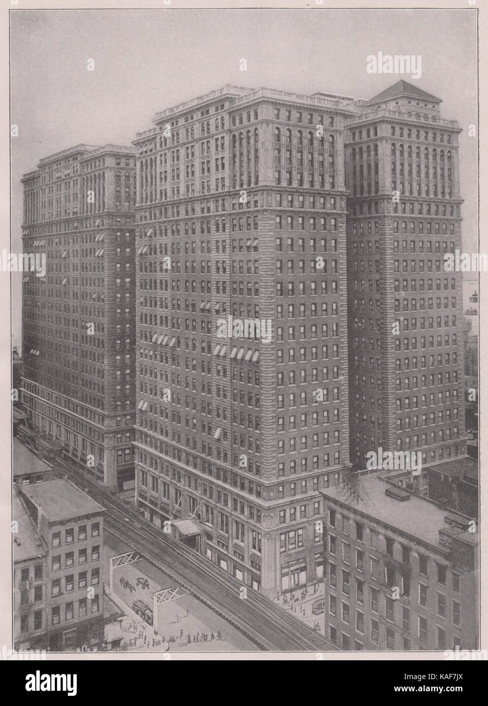 Les bâtiments du terminal d'Hudson, sur la rue de l'Église, entre Cortlandt et Fulton Street, sont des structures, et forment ensemble… Banque D'Images