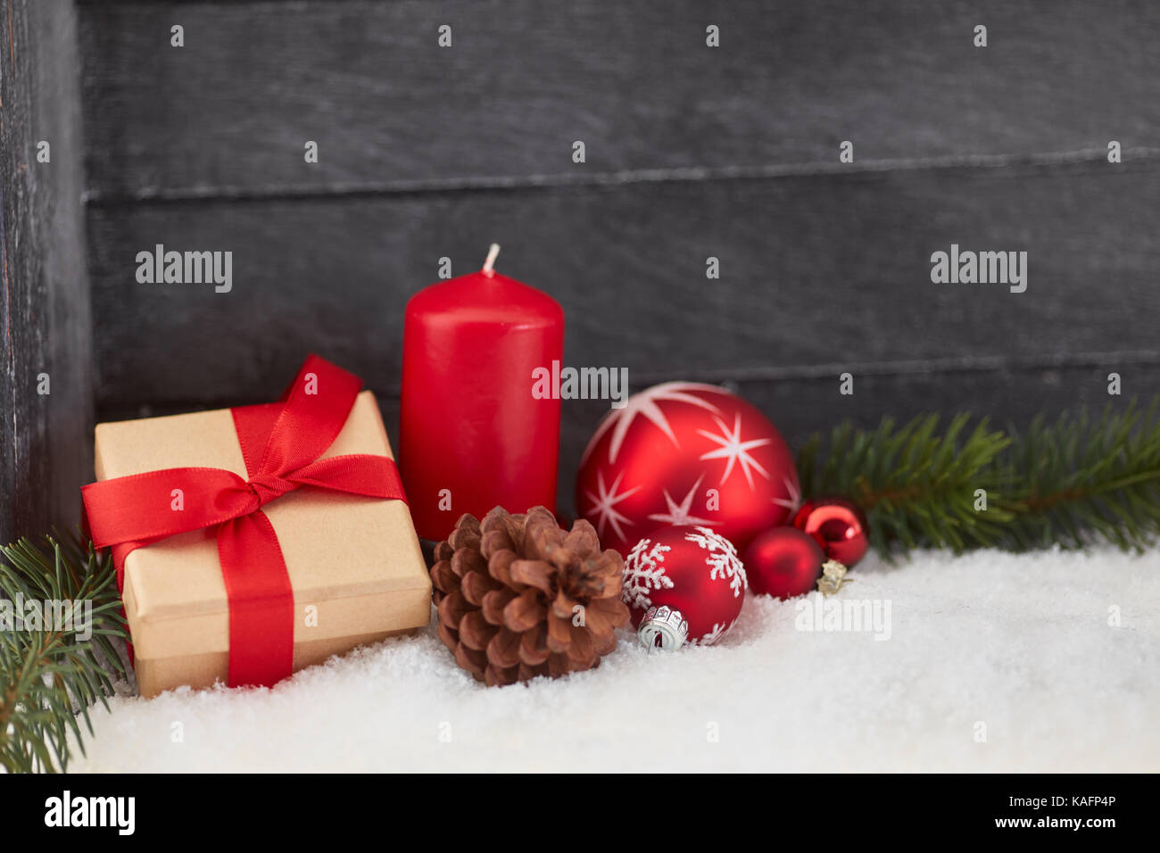 Et comme cadeau de noël bougie décoration fond Banque D'Images