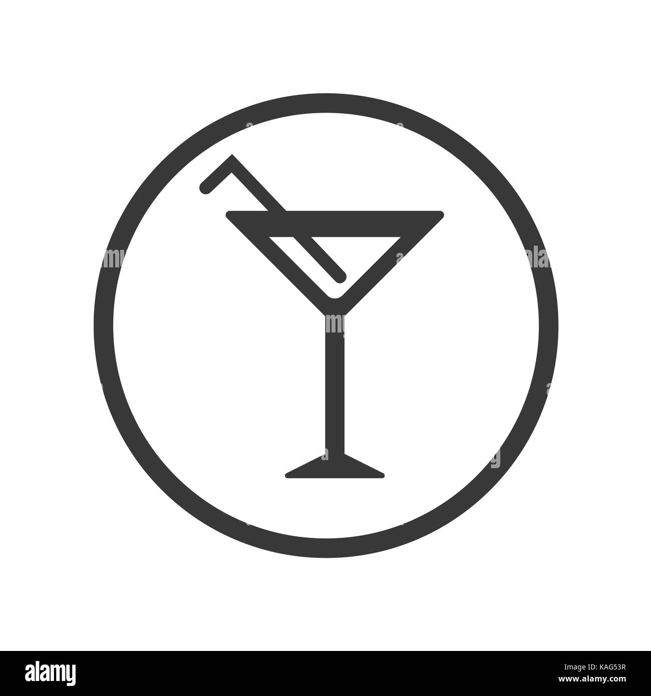 L'icône de cocktails, symbole iconique dans un cercle, sur fond blanc. vector design iconique. Illustration de Vecteur