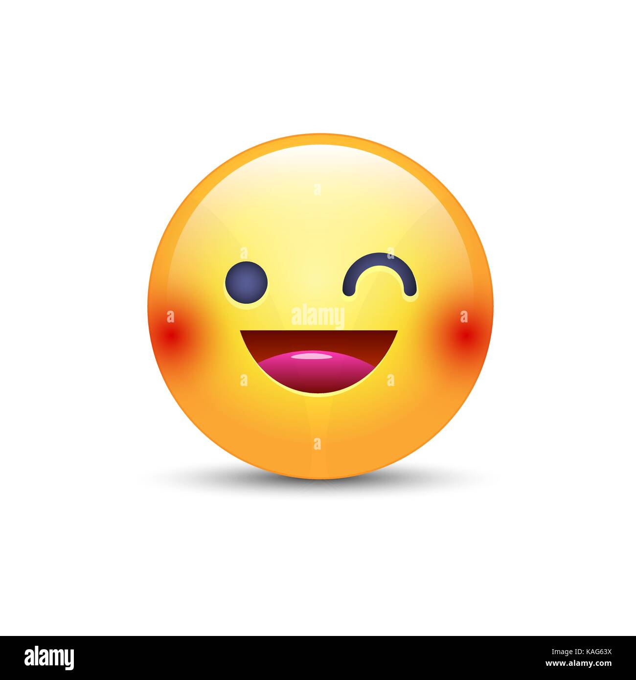 Relations sérieuses in caricature clin face emoji. wink et sourire heureux smiley emoticon vecteur. rire pour chat et de l'app Illustration de Vecteur