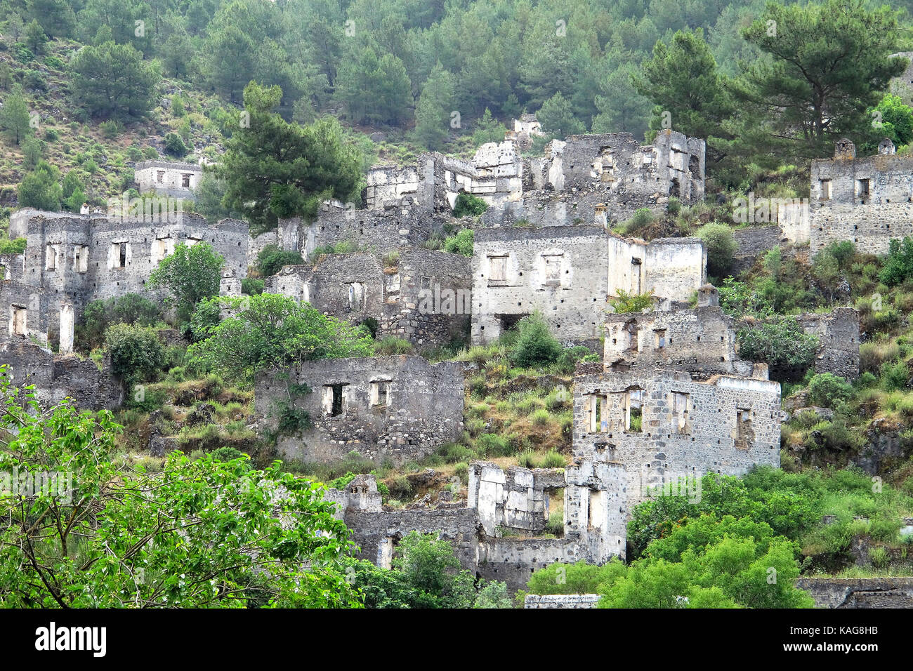 Village fantôme de Kayakoy, Mugla, Turquie Banque D'Images