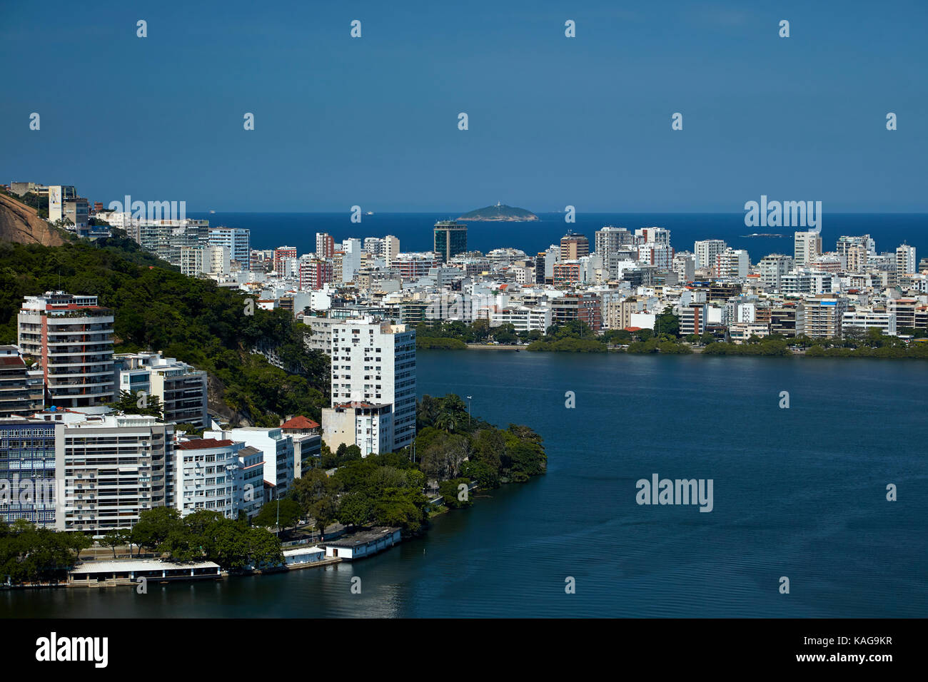 La lagune Rodrigo de Freitas et Ipanema, Rio de Janeiro, Brésil, Amérique du Sud Banque D'Images