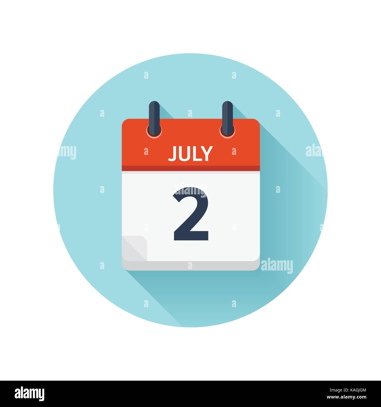 2 juillet. vecteur icône calendrier quotidien télévision. La date et l'heure, jour, mois 2018. Maison de vacances. saison Image Vectorielle Stock - Alamy