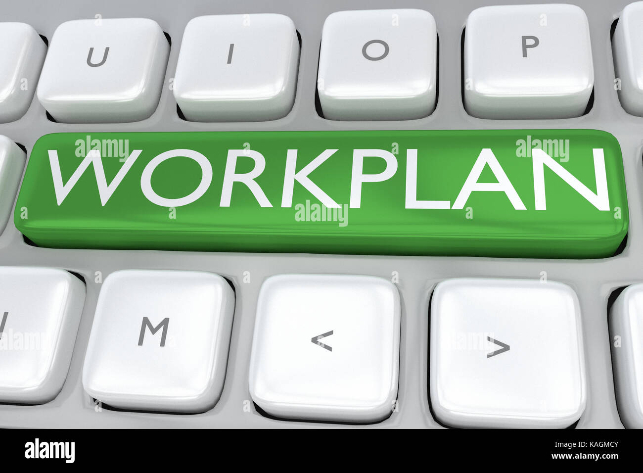 3d illustration de clavier de l'ordinateur avec le plan 'Impression' sur le bouton vert Banque D'Images