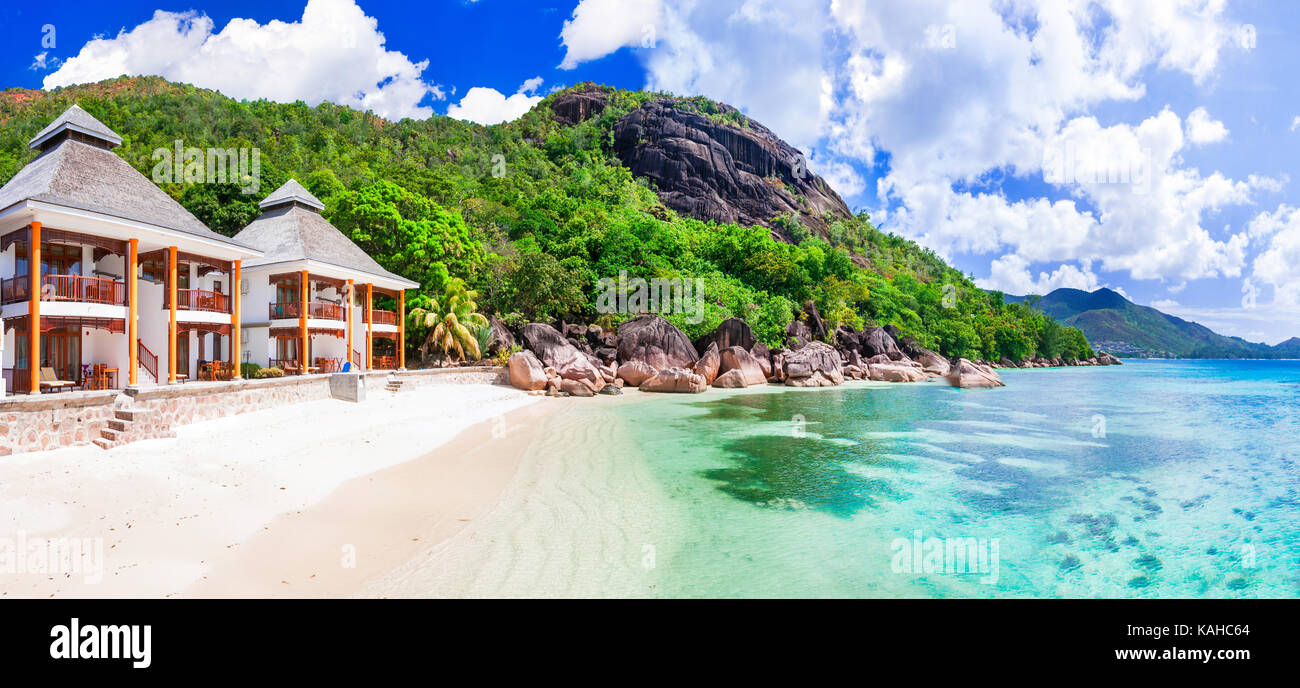 Vacances tropicale de luxe - îles Seychelles. Banque D'Images
