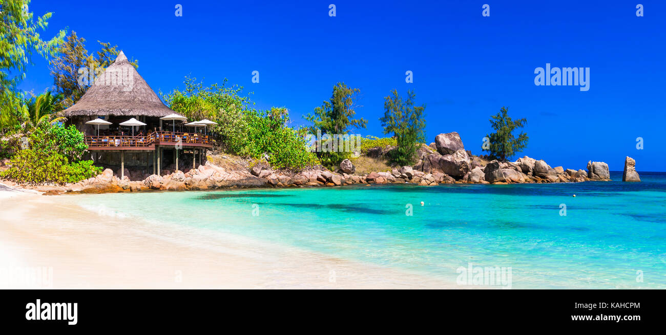 Vacances tropicale de luxe - îles Seychelles. Banque D'Images