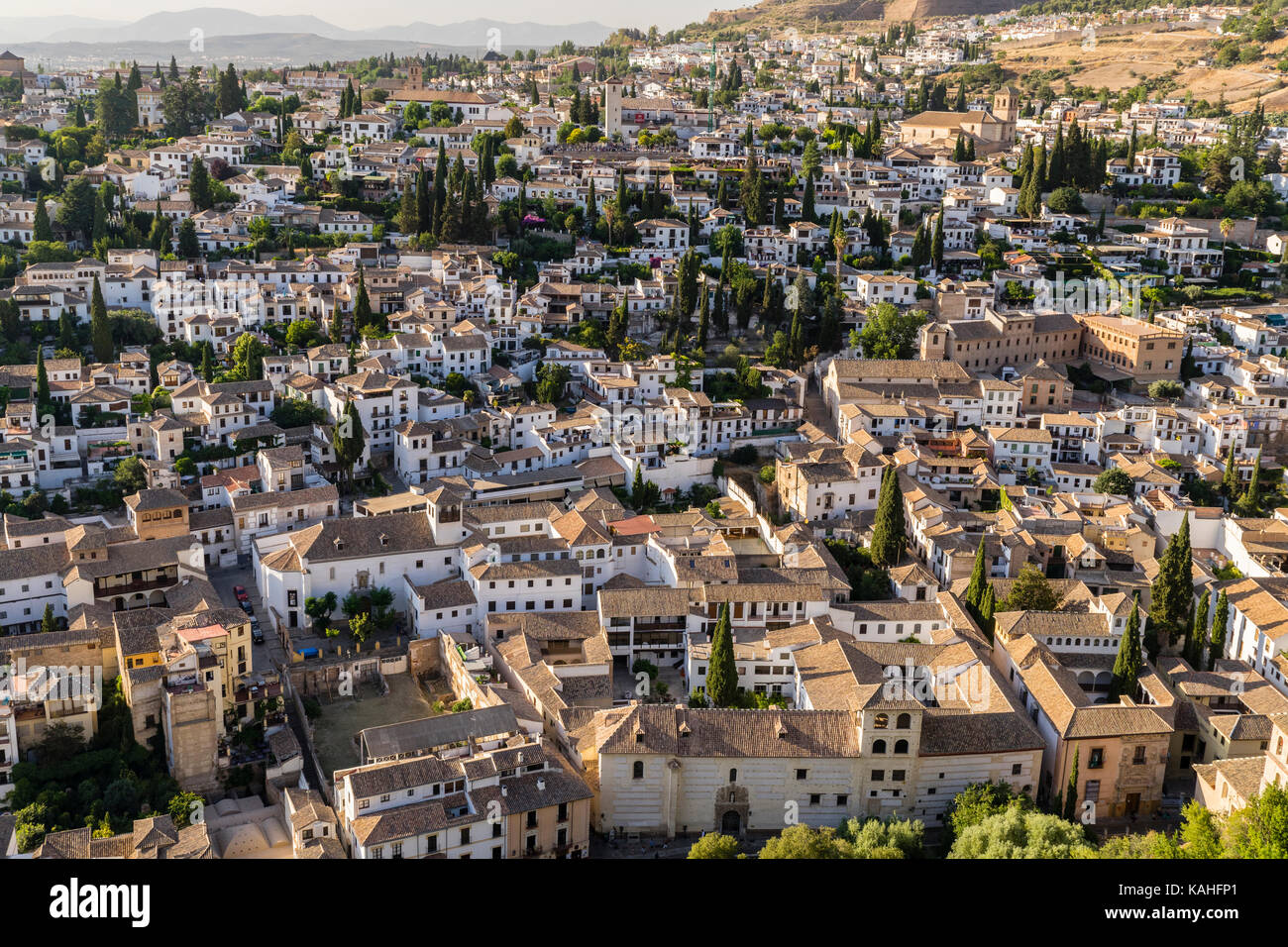 Vue de l'Alhambra à Albayzín, Grenade, site classé au patrimoine mondial de l'UNESCO, Andalousie, Espagne Banque D'Images