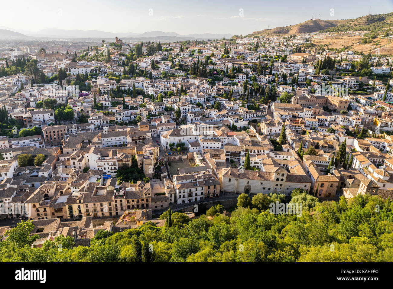 Vue de l'Alhambra à Albayzín, Grenade, site classé au patrimoine mondial de l'UNESCO, Andalousie, Espagne Banque D'Images