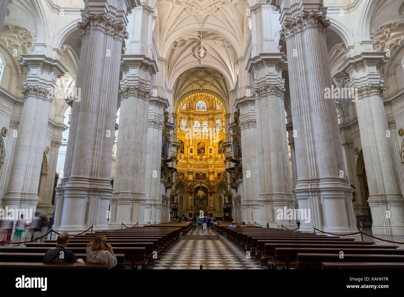 Nef principale, Capilla Mayor, Cathédrale Catedral Santa Maria de la Encarnacion, Grenade, Andalousie, Espagne Banque D'Images