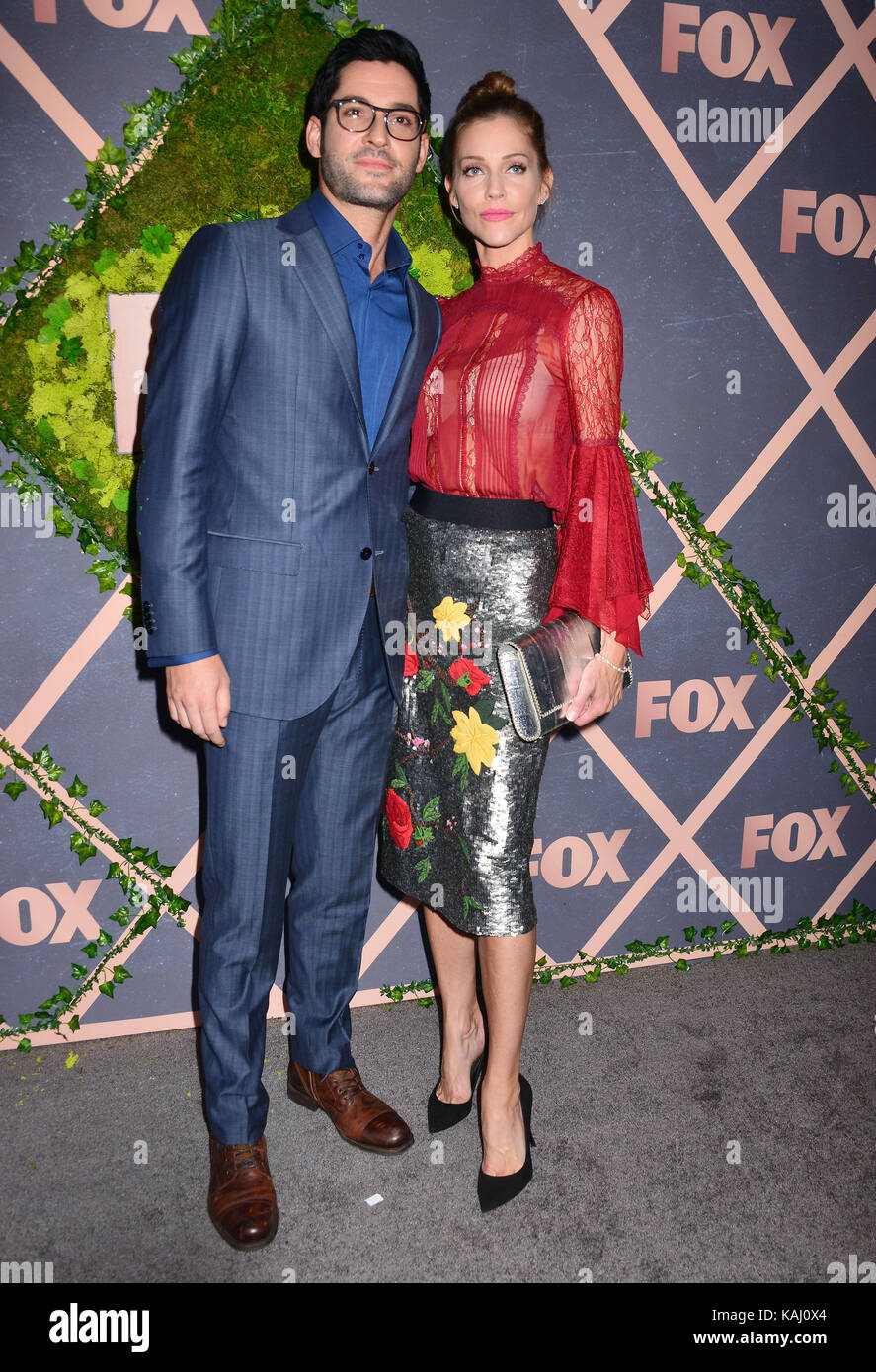 Los Angeles, USA. 25 septembre, 2017. Tom Ellis, Tricia Helfer 049 arrivant à la Fox automne 2017 parti à l'attraper la à Los angeles. Le 25 septembre, 2017. crédit : tsuni / usa/Alamy live news Banque D'Images