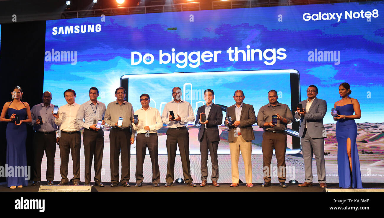 Colombo, Sri Lanka. 26 sep, 2017. le Samsung Galaxy Note 8 affiché pendant les smartphones de la cérémonie de lancement le téléphone à Colombo le 26 septembre 2017. crédit : lahiru harshana/Alamy live news Banque D'Images