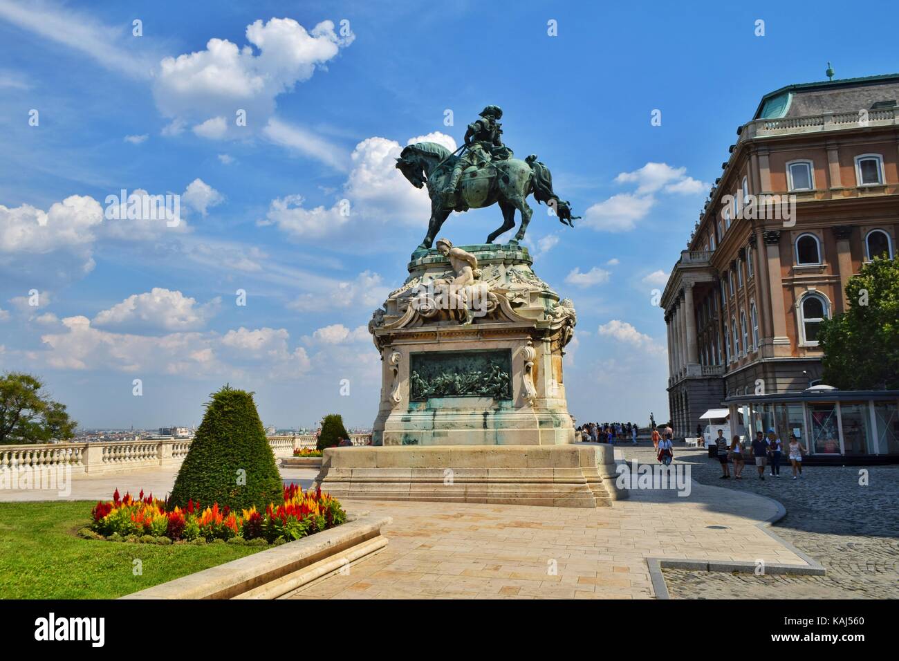 Statue du prince Eugène de Savoie, le château de Buda, à Budapest. Banque D'Images