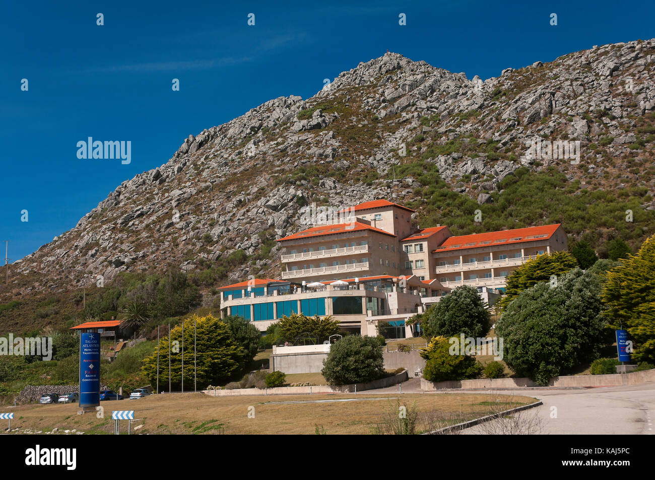 Cape silleiro, Talaso Atlantico Hotel, Bayona, pontevedra province, région de Galice, Espagne, Europe Banque D'Images