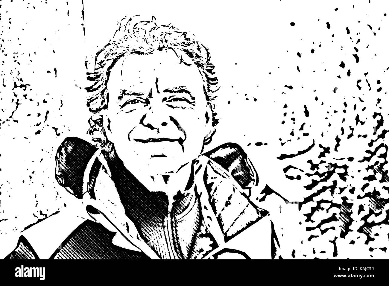 Homme d'âge moyen dans une combinaison de ski dans un panorama alpin Banque D'Images