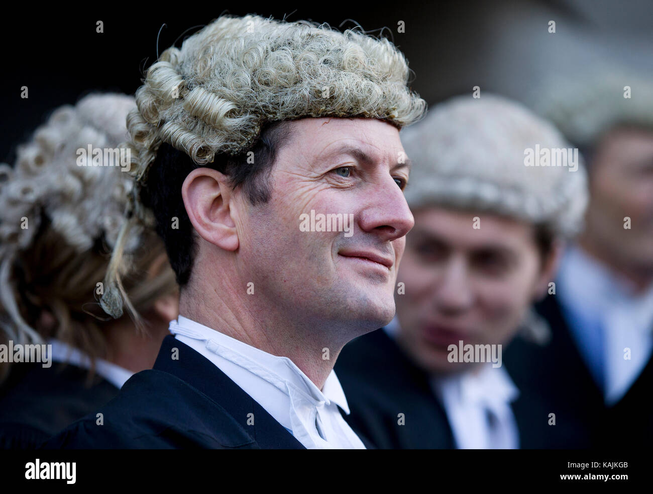 Avocats et procureurs de protestation contre l'intention du gouvernement de réduire les frais d'aide juridique à l'extérieur de la Cour Criminelle Centrale à Londres le 6 janvier, 2013. Banque D'Images