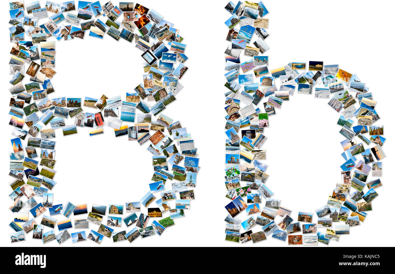 L'alphabet series - collage de photos de voyage formant le capital et les petits anglais lettre b Banque D'Images