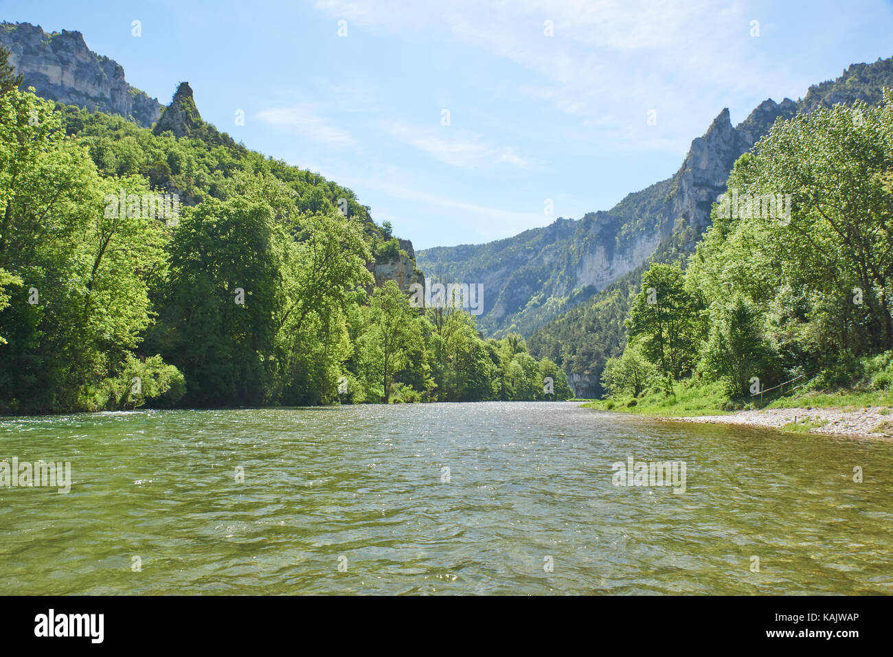 Gorges du Tarn sur un bateau Banque D'Images