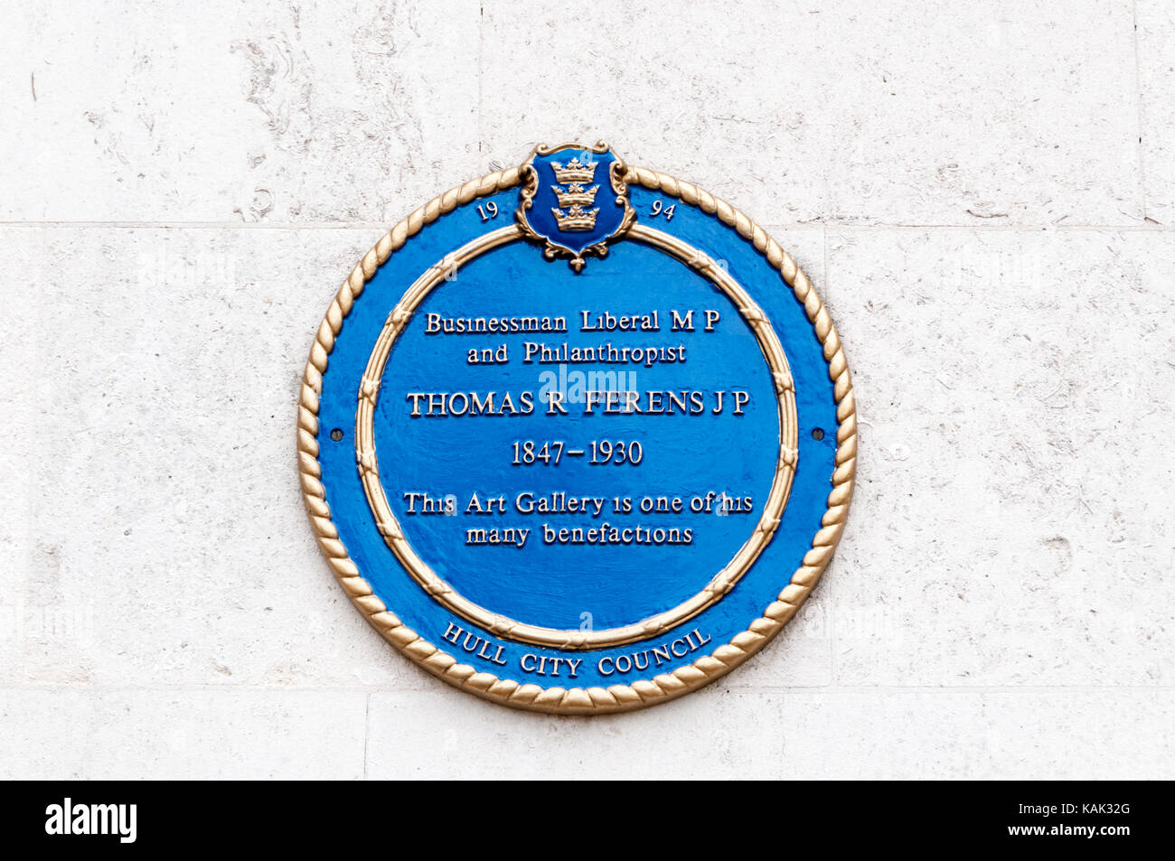 Blue plaque sur Alexej von à Hull commémore Thomas R Alexej von. Banque D'Images