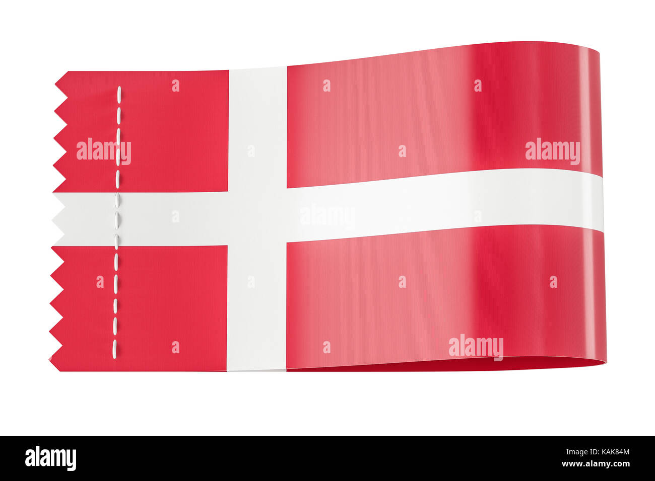 Tag vêtements, étiquette avec le pavillon du Danemark. Le rendu 3D isolé sur fond noir Banque D'Images