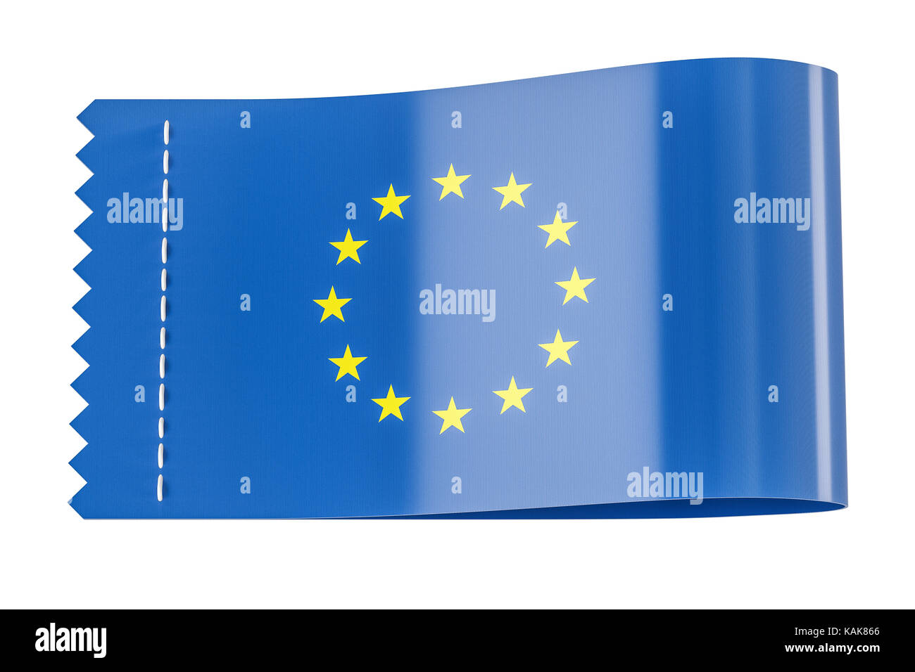 Tag vêtements, étiquette avec le drapeau de l'Union européenne. Le rendu 3D isolé sur fond noir Banque D'Images