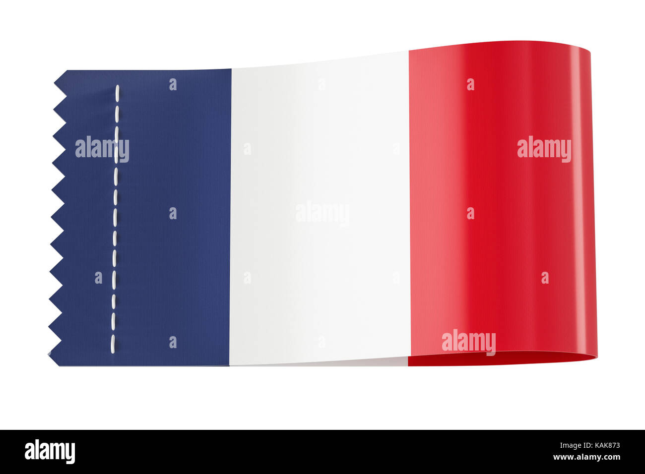 Tag vêtements, étiquette avec le drapeau de la france. Le rendu 3D isolé sur fond noir Banque D'Images
