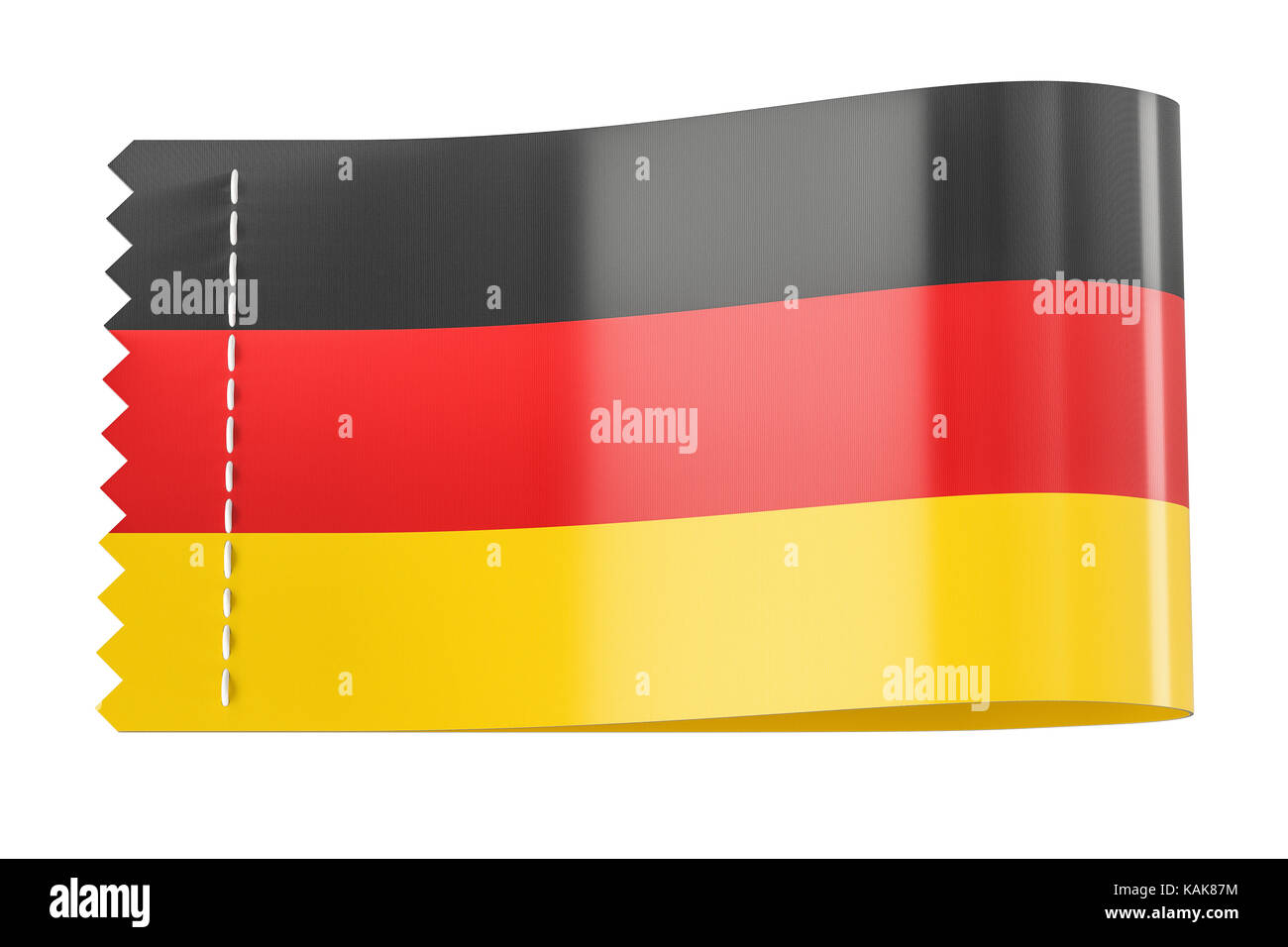 Tag vêtements, étiquette avec le pavillon de l'Allemagne. Le rendu 3D isolé sur fond noir Banque D'Images