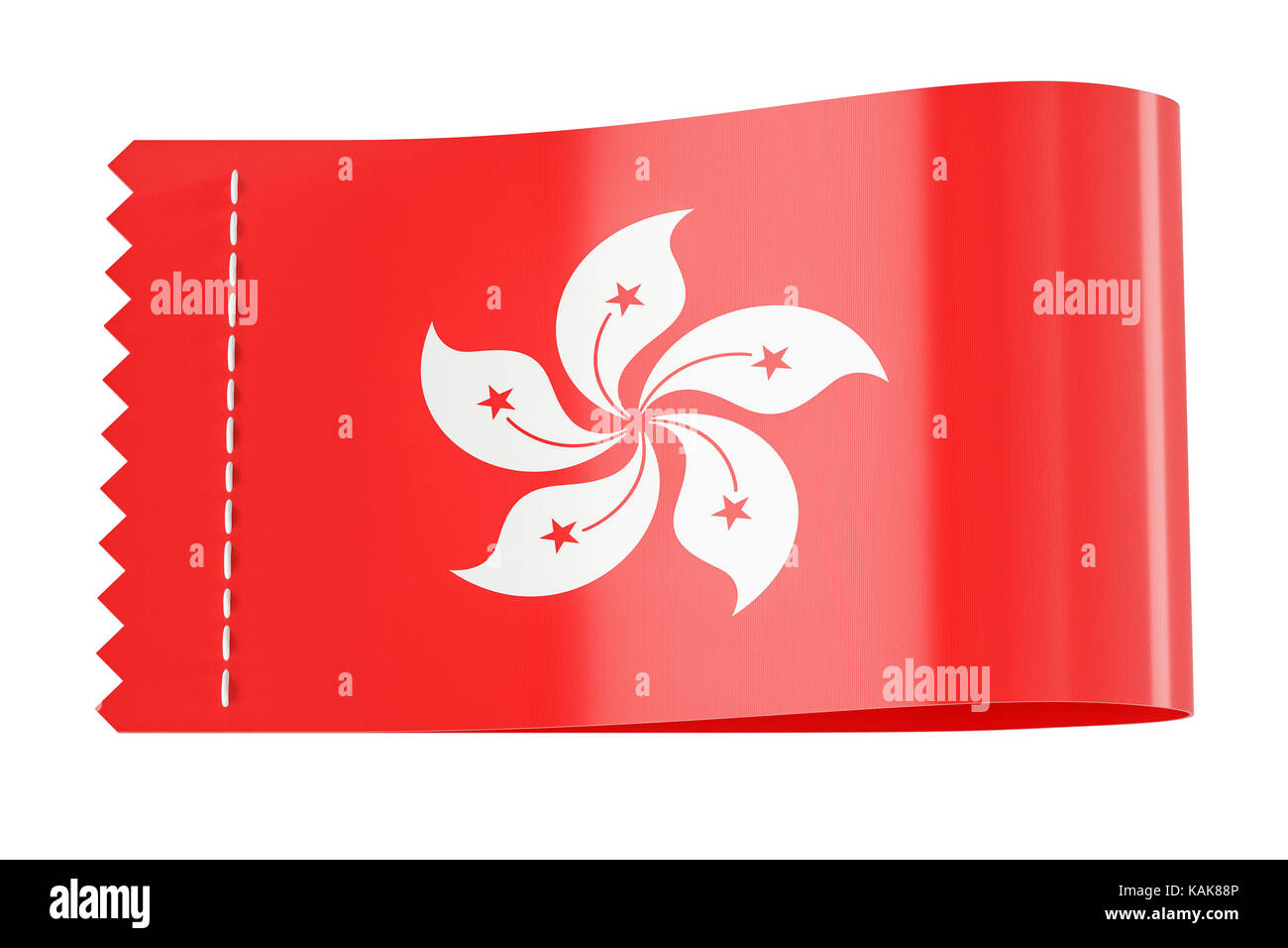 Tag vêtements, étiquette avec le drapeau de hong kong. Le rendu 3D isolé sur fond noir Banque D'Images