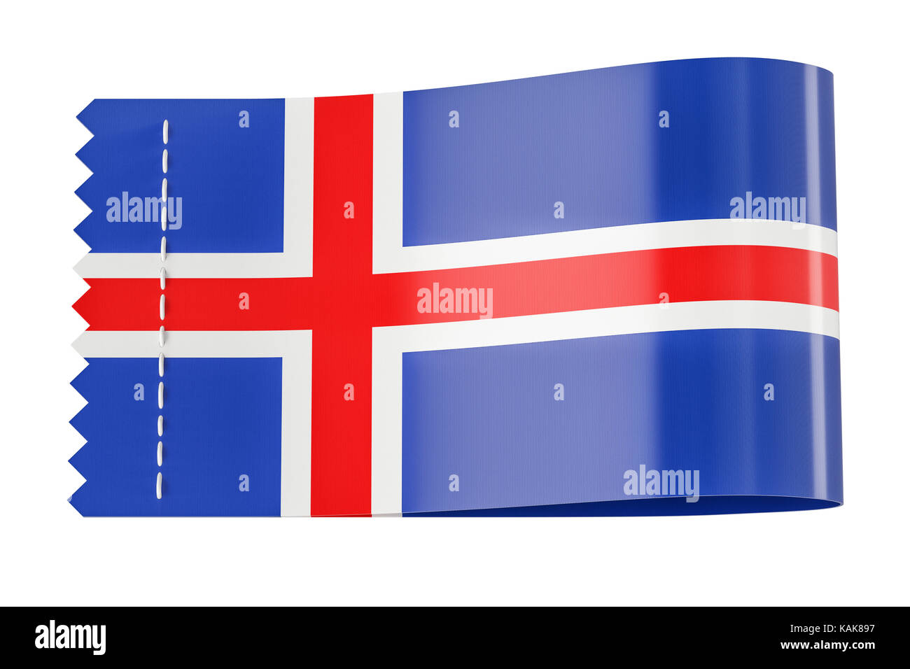 Tag vêtements, étiquette avec le drapeau de l'Islande. Le rendu 3D isolé sur fond noir Banque D'Images