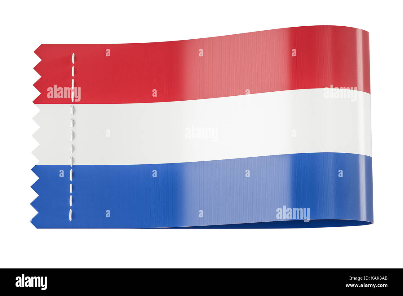 Tag vêtements, étiquette avec le drapeau des Pays-Bas. Le rendu 3D isolé sur fond noir Banque D'Images
