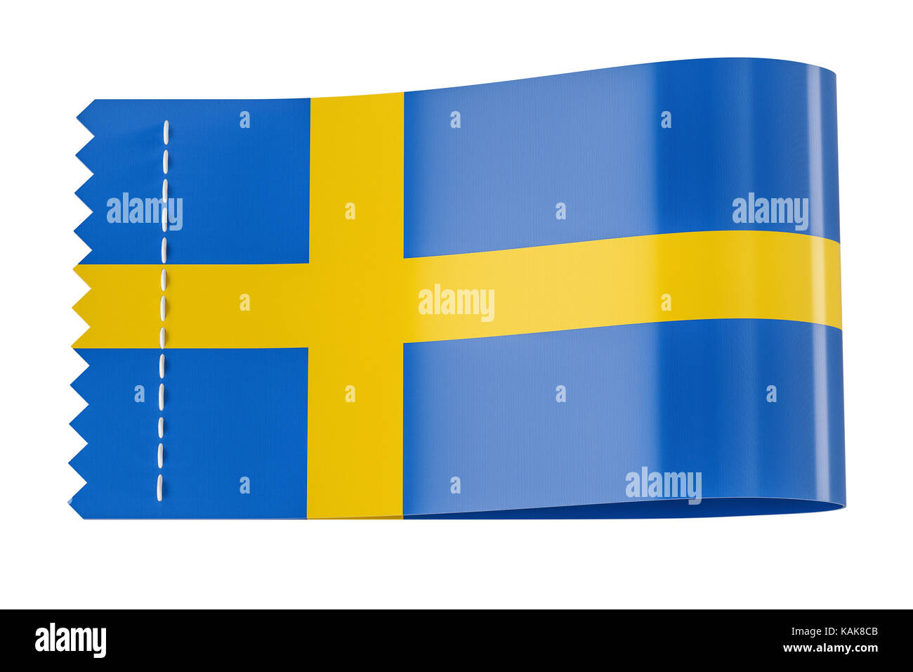 Tag vêtements, étiquette avec le drapeau de la Suède. Le rendu 3D isolé sur fond noir Banque D'Images