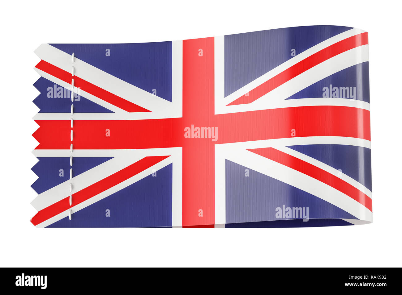 Tag vêtements, étiquette avec le drapeau du Royaume-Uni. Le rendu 3D isolé sur fond noir Banque D'Images