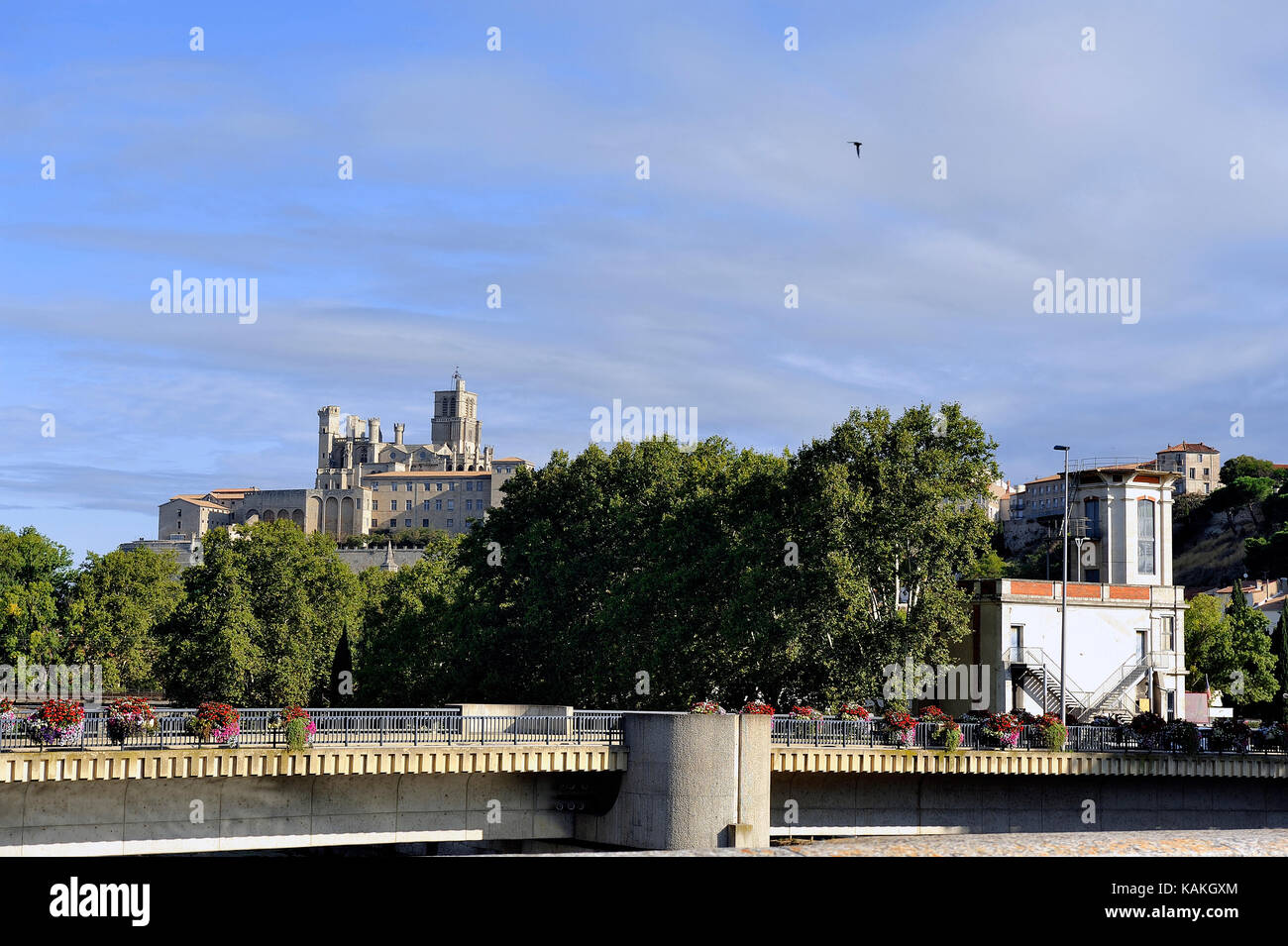 La Cathédrale saint-nazaire de béziers vu du pont Banque D'Images