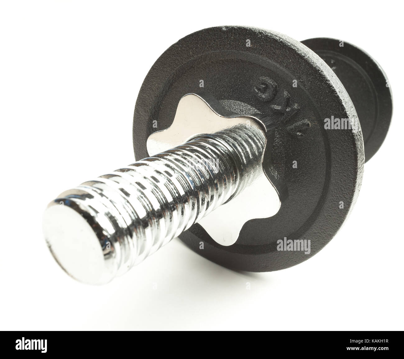 Haltère Fitness sur fond blanc avec l'espace d'écriture Banque D'Images