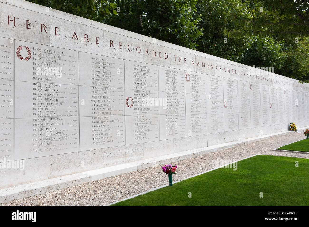 La deuxième guerre mondiale, Pays-Bas american cemetery and memorial (en néerlandais : amerikaanse begraafplaats margraten) est un cimetière militaire qui se trouve dans le village o Banque D'Images