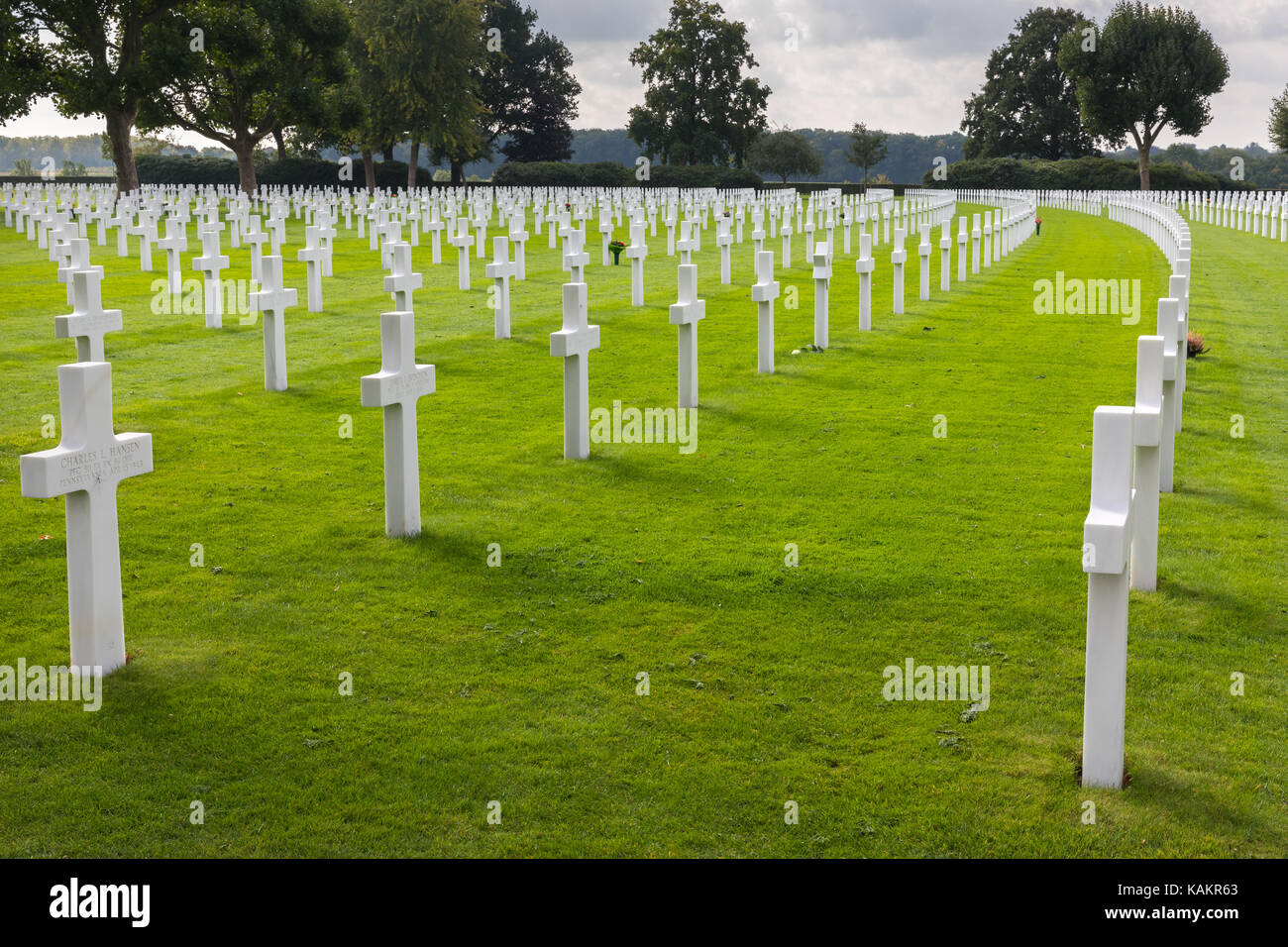 La deuxième guerre mondiale, Pays-Bas american cemetery and memorial (en néerlandais : amerikaanse begraafplaats margraten) est un cimetière militaire qui se trouve dans le village o Banque D'Images