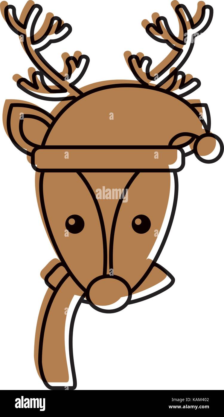 Le renne de noël avec bonnet et écharpe decoration Image Vectorielle Stock  - Alamy