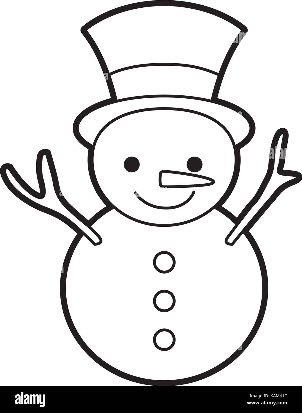 Comment Dessiner Un Bonhomme De Neige Facile Bonhomme de neige de noël sourire hiver caractère dessin animé Image  Vectorielle Stock - Alamy