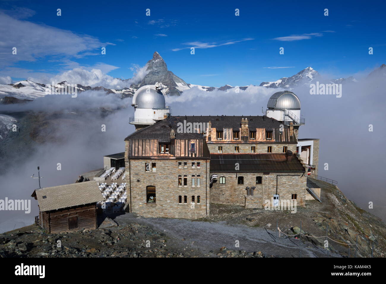 Hotelon Kulm Gornergrat Matterhorn et derrière Banque D'Images