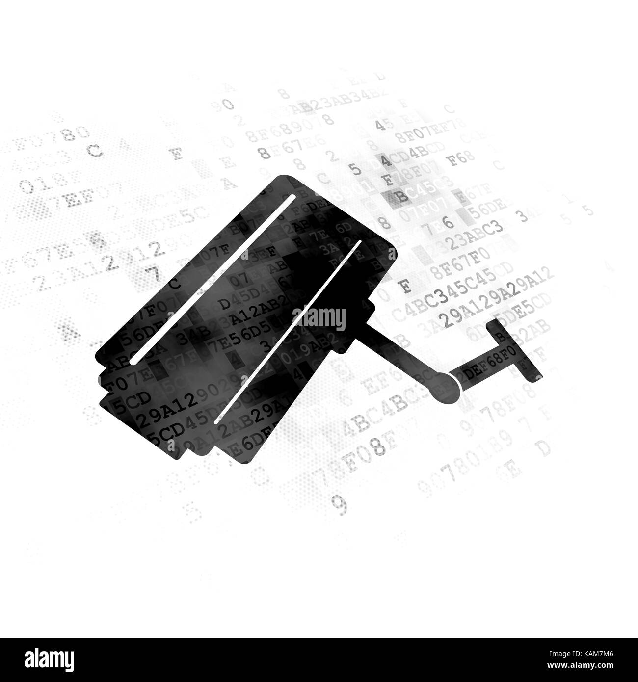 Concept de la vie privée : caméra de surveillance sur l'arrière-plan numérique Banque D'Images