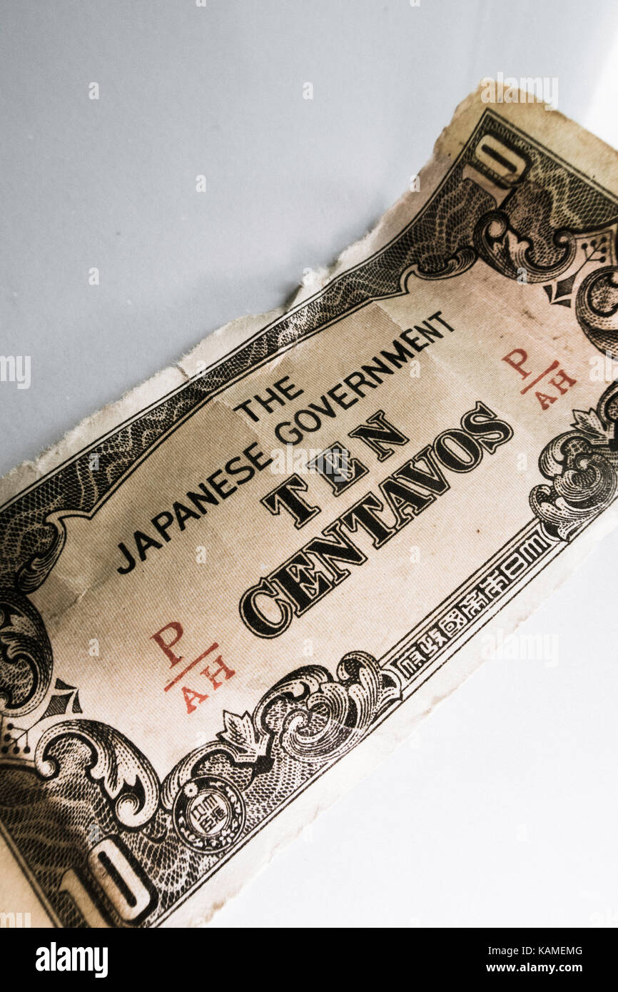 La Deuxième Guerre mondiale, la monnaie émise japonais aux Philippines Banque D'Images
