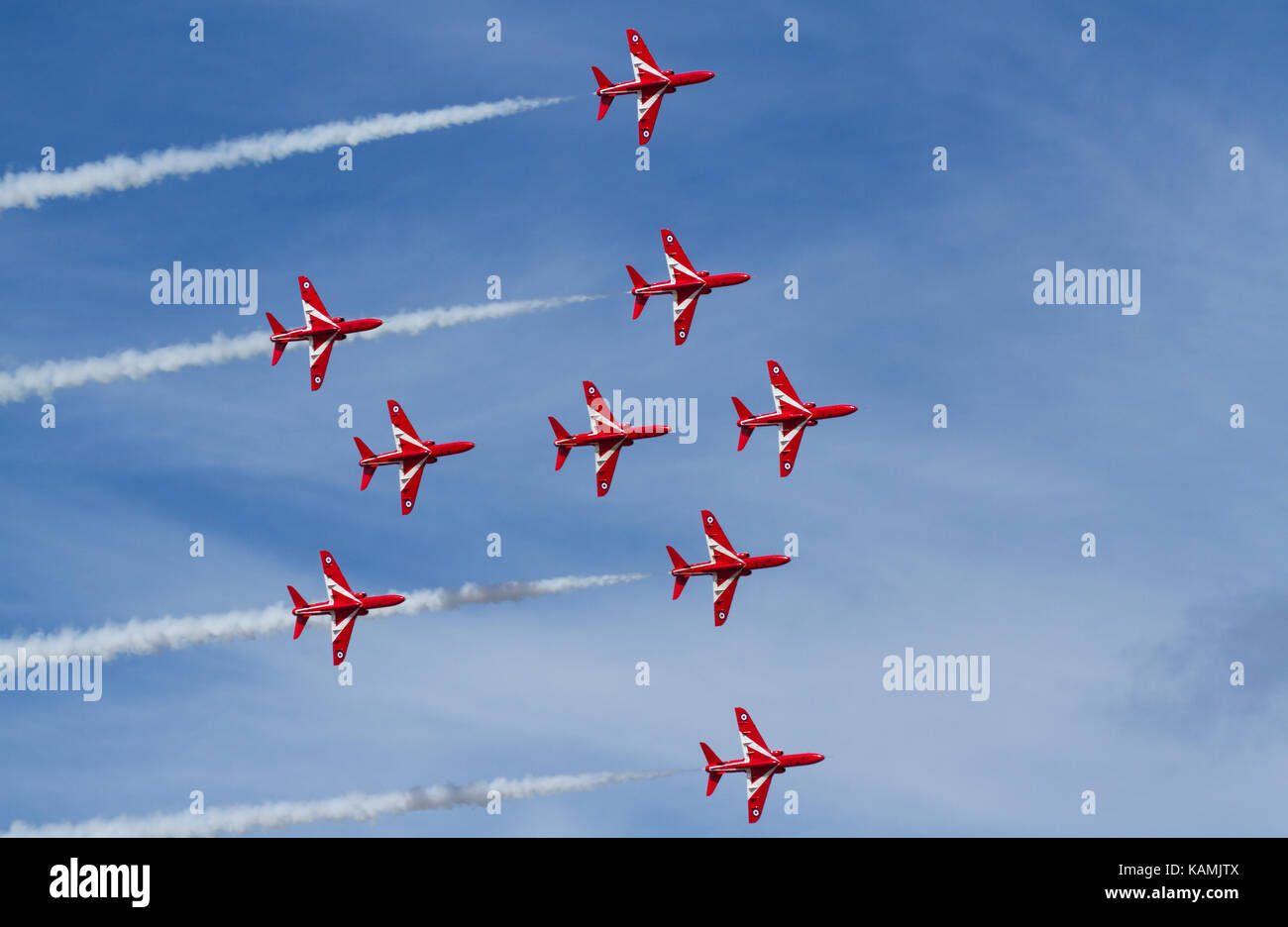 RAF Des flèches rouges d'effectuer leur vol Affichage à l'Airshow de Southport en Angleterre, Royaume-Uni Banque D'Images