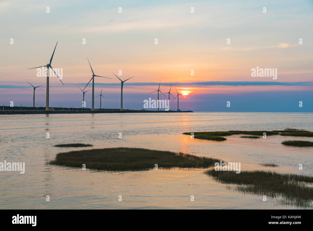 Gaomei paysage des zones humides pendant le coucher du soleil à Taiwan Banque D'Images