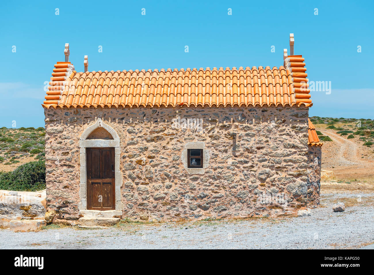 Monastère de Toplou près de la plage de Vai,.l'île de Crète en Grèce Banque D'Images