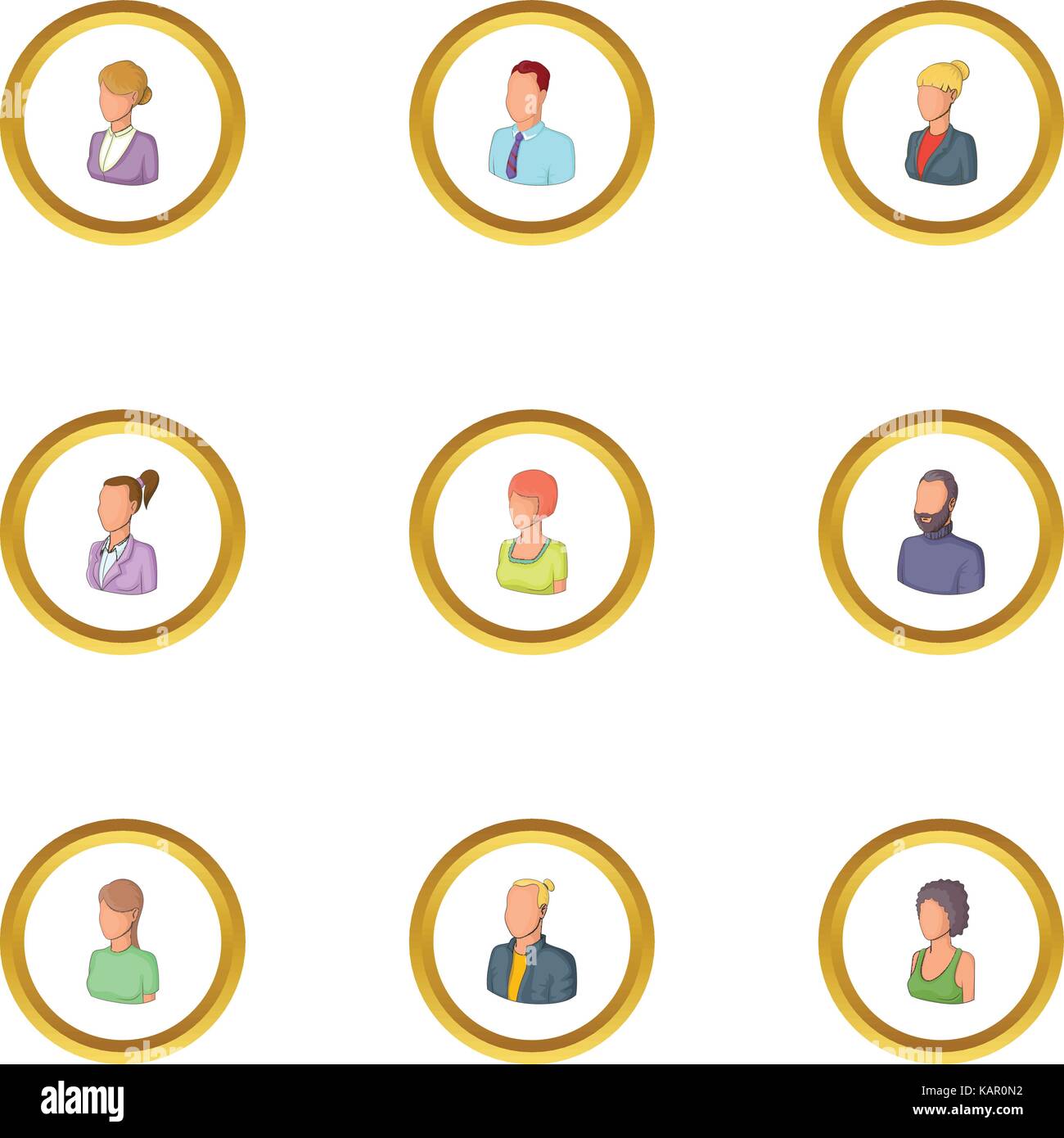 People icons set, cartoon style Illustration de Vecteur