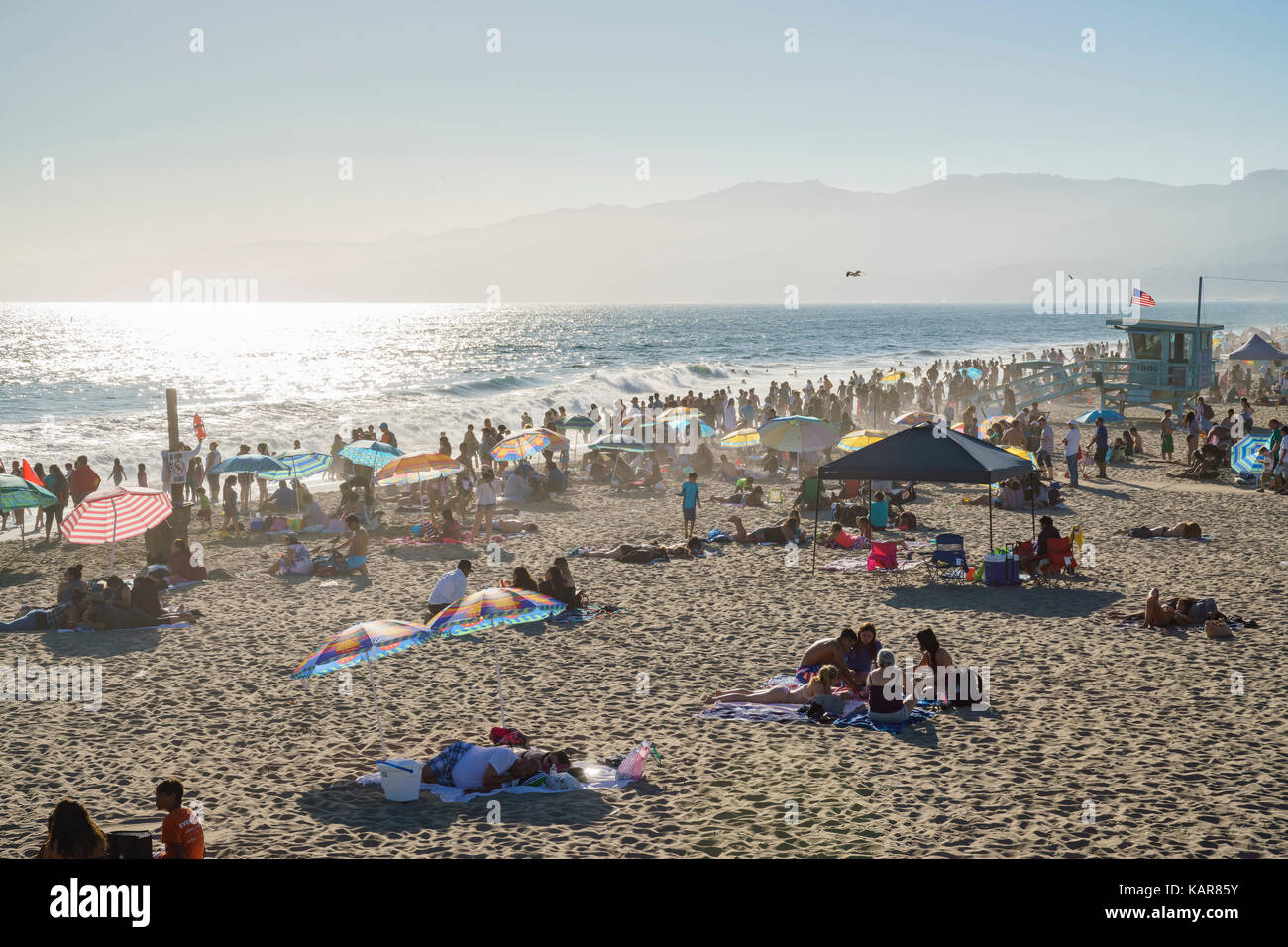 Santa Monica, jun 21 : beaucoup de visiteurs sur la plage le 21 juin 2017 à Los Angeles County, California, UNITED STATES Banque D'Images