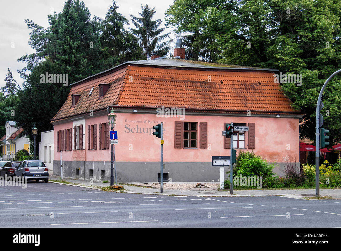 Berlin, Schupke,Wittenau, café restaurant et café en plein air. Vieille façade & d'extérieur de bâtiment Banque D'Images